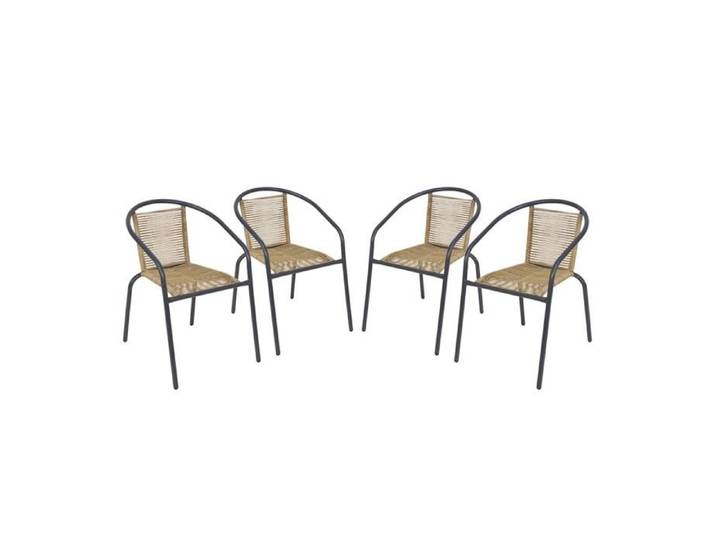 sweeek - Fauteuil de jardin acier et résine (lot de 4) TONALA
