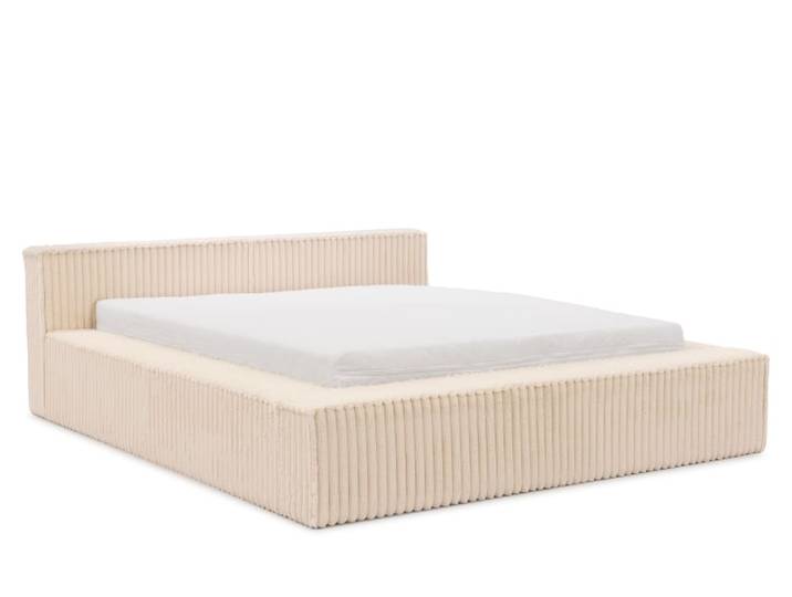 Lit rembourré 200x200 en velours côtelé pelucheux