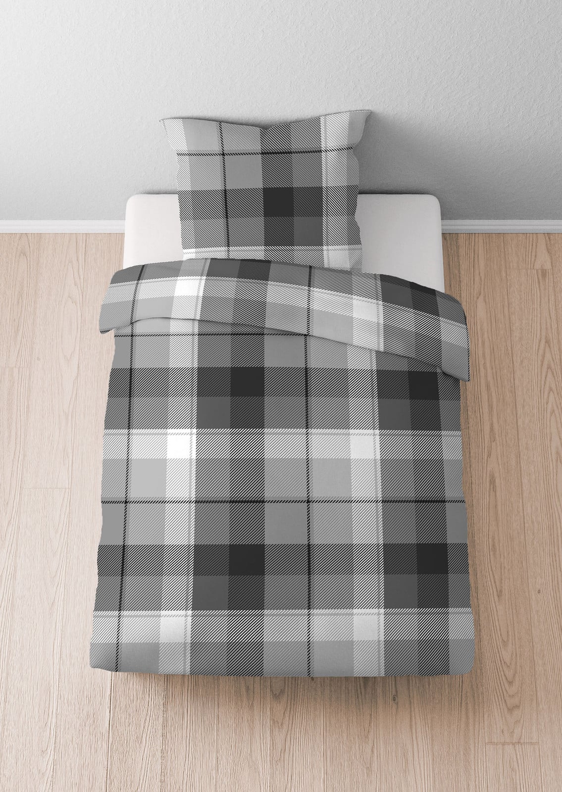 home24 Microvezel beddengoed Ruit zwart