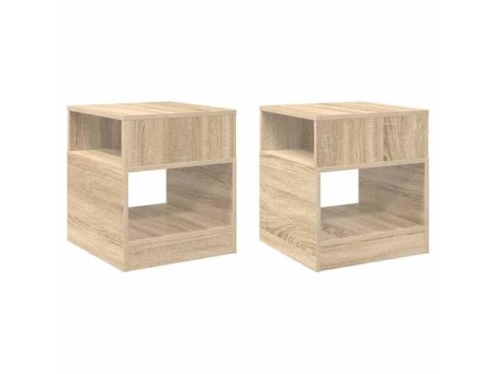 HAQWRDQSG Beistelltisch 2er Set Sonoma-Eiche Couchtisch 40,5x40x45cm Kompakte Ablagefläche mit offenen Fächern für Schlafzimmer und Flur, pflegeleichte Holzwerkstoff-Platten im Doppelpack.