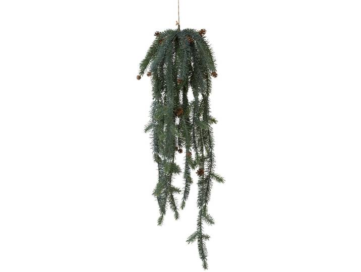 Winterliche Kunstpflanze CREATIV DECO Weihnachtsdeko , grün, H:85cm, Kunststoff, Kunstpflanzen, Winterliche Kunstpflanze, Hängezweige mit Zapfen