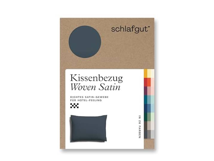 schlafgut Woven Satin Kissenbezug 70x90cm Grey Deep, Hotelqualität seidig