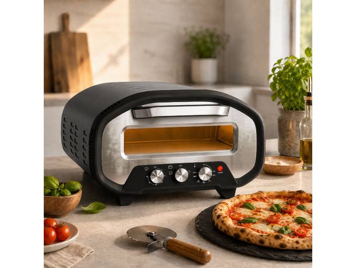 HOMCOM Four à Pizza Électrique 2200W Ø30,5cm Minuteur Noir