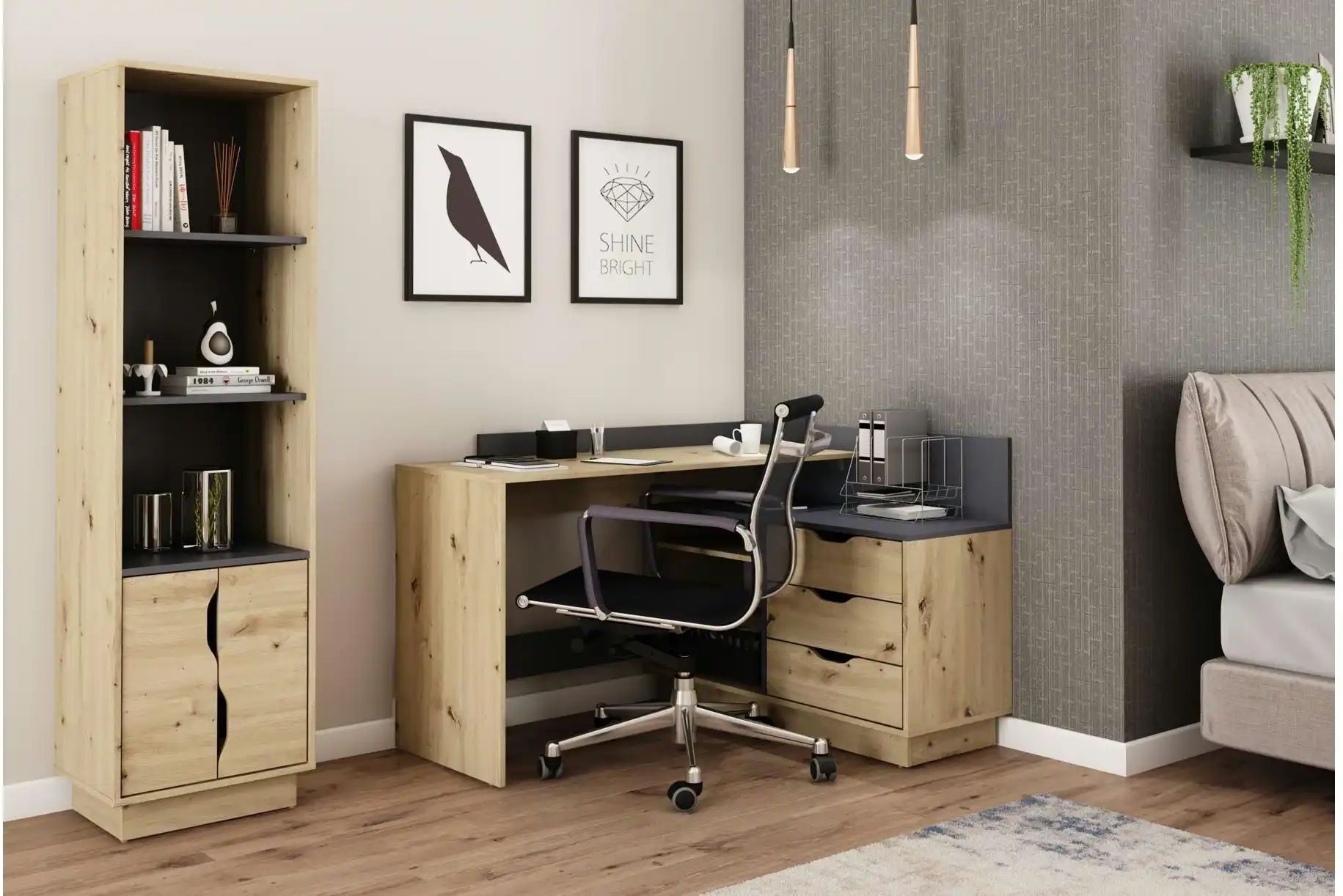 by Living Schreibtisch  Belfast ¦ braun ¦ Maße (cm): B: 129 H: 84