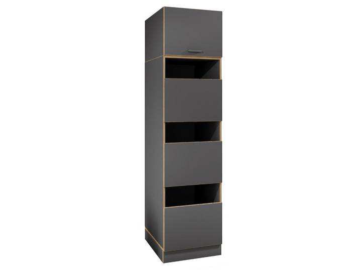 Mid.you Wäscheschrank Rislo, Anthrazit, Honigeiche, 2 Fächer, 50x200x60 cm, Waschküche, Wäscheschrank