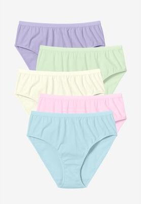 Plus Size Women's Hi-Cut Cotton Brief 5-Pack by Comfort Choice in Pastel Pack (Size 9)