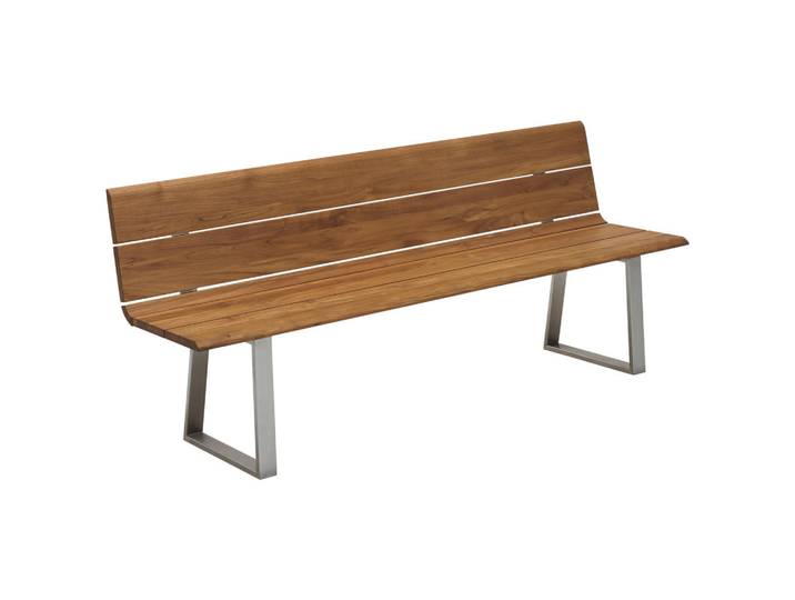 Niehoff Garden Gartenbank, Silberfarben, Teakfarben, Metall, Teakholz,Teakholz, massiv,massiv, 200x89x52 cm, mit Rückenlehne, In verschiedenen Grössen erhältlich, Gartenmöbel, Gartenbank