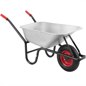 Gardebruk Schubkarre 108751, Tragkraft 250 kg, mit Luftbereifung, verzinkte Stahlmulde, 100 Liter