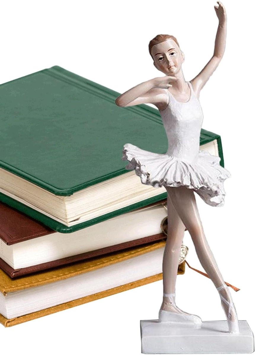Wit Ballerina beeldje van een dansend meisje voor woondecoratie