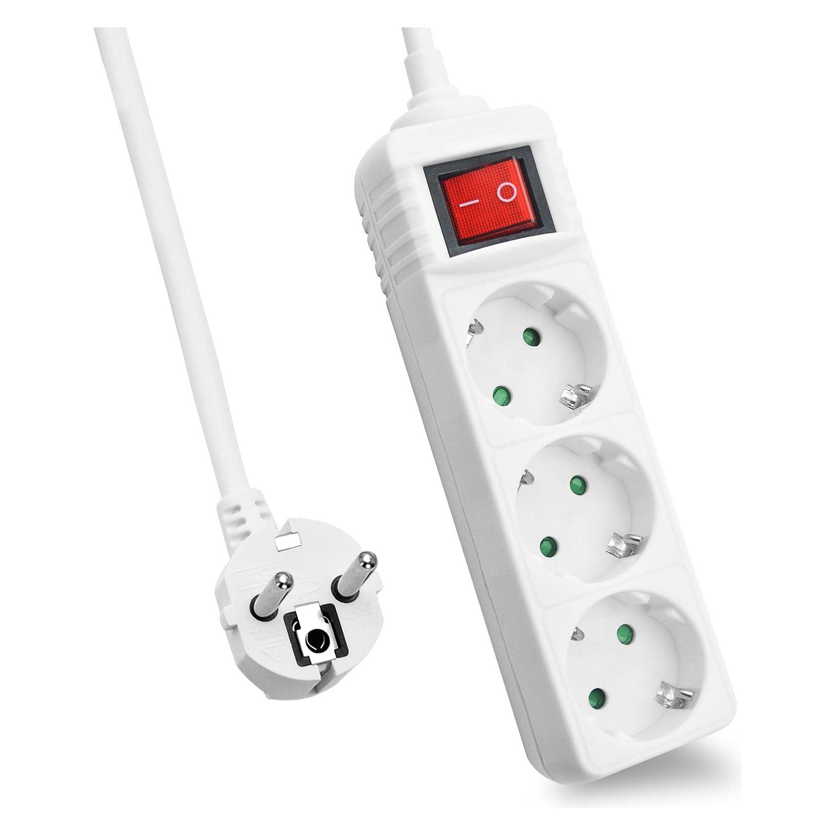 Helos Steckdosenleiste CLASSIC, 3-fach, weiss, 5,0m, mit Schalter (3x, CEE 7/3, CEE 7/5, 5 m) (262792)