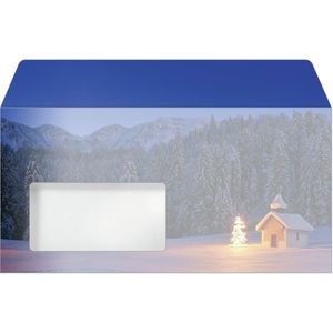 Sigel Weihnachtsumschläge DU645, DIN lang, Christmas Chapel, mit Fenster, 50 Stück