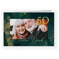 Hochzeitstag Dankeskarten in Grün im Design "Unsere Jahre" - Musterkarte