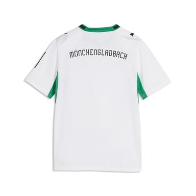 Fußballtrikot PUMA "BMG HOME JERSEY REPLICA JR", Jungen, Gr. 152, puma weiß, archive grün, Web, Obermaterial: 100% Polyester, bedruckt, regular fit normal, Rundhals, Trikots Fußballtrikot, für Jugendliche, mit DryCELL-Technologie, atmungsaktiv
