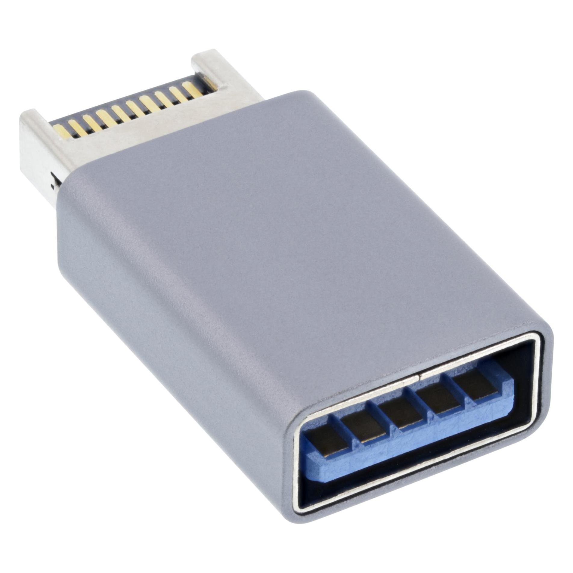 InLine USB 3.2 Adapter, intern USB-E Frontpanel Stecker zu USB-A Buchse (33446O)