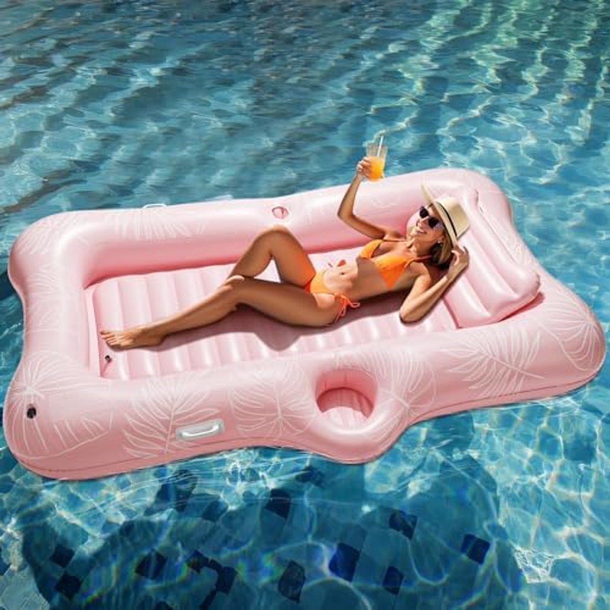 Merkloos Opblaasbaar Tanning Pool Bed - Roze