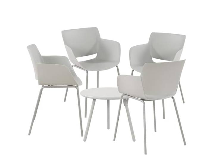 CLP Sitzgruppe Berena für den Garten I Set aus Tisch Berea und Stühlen Alpena I Outdoor-Set wetterfest und UV-beständig I Gartenmöbel Farbe hellgrau Set-Inhalt 4 Stühle