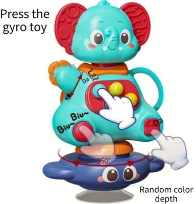 Inspire Select 3 in 1 Blue Elephant Spinning Top Toy With Strong Suction Cup Baby Sensory Play, High Chair Travel Gift 2026 suction Cup Elephant