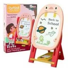 Lean Toys Lean Doppelseitige Magnettafel Pinguin Spiel Set Zubehör 56El Rosa