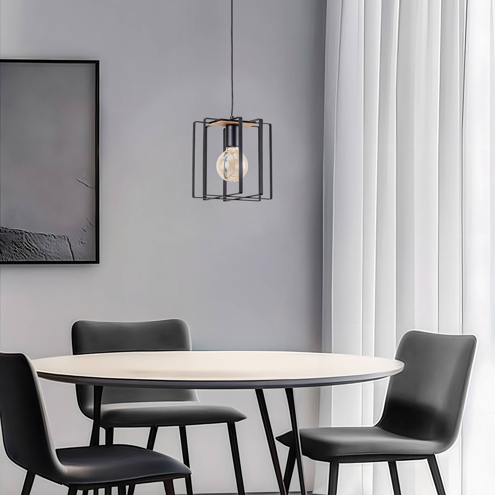 Hängelampe Fiete Luminex, dimmbar, schwarz, für Wohn- / Esszimmer, Metall, Pendelleuchte