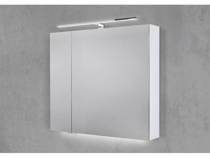 Spiegelschrank 80 cm mit MULTI Light LED Chrom Beleuchtung Doppelspiegeltüren