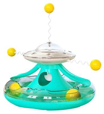 Inspired Finds Interactive Cat Puzzle Toy With Spinning Track Balls & Feather Teaser turqpuise
