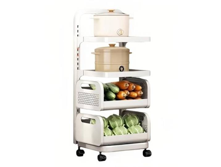 Rv2sGf3kH Küchenwagen Rollbarer Küchenwagen mit Obst- und Gemüsekörben, beweglichem Topf Gemüseregal(Klein)