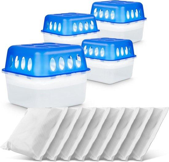 Vochtvreter Luchtontvochtiger Set met 4 verpakkingen granulaat - Blauw Wit