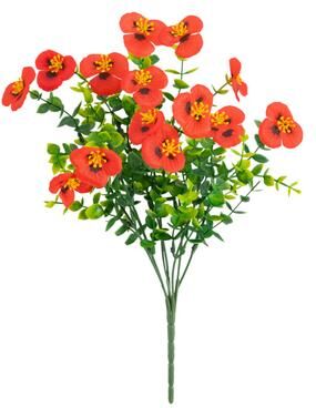 Nearly Natural 13-in UV Resistant Artificial Pansy Bush (Indoor/Outdoor) - Set of 12