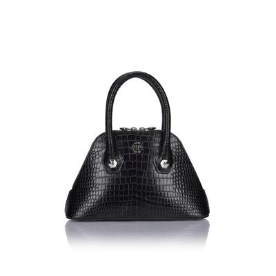 Handtasche PHILIPP PLEIN "Cocco Crocco Geprägt", Damen, schwarz (02, schwarz), Taschen Handtasche