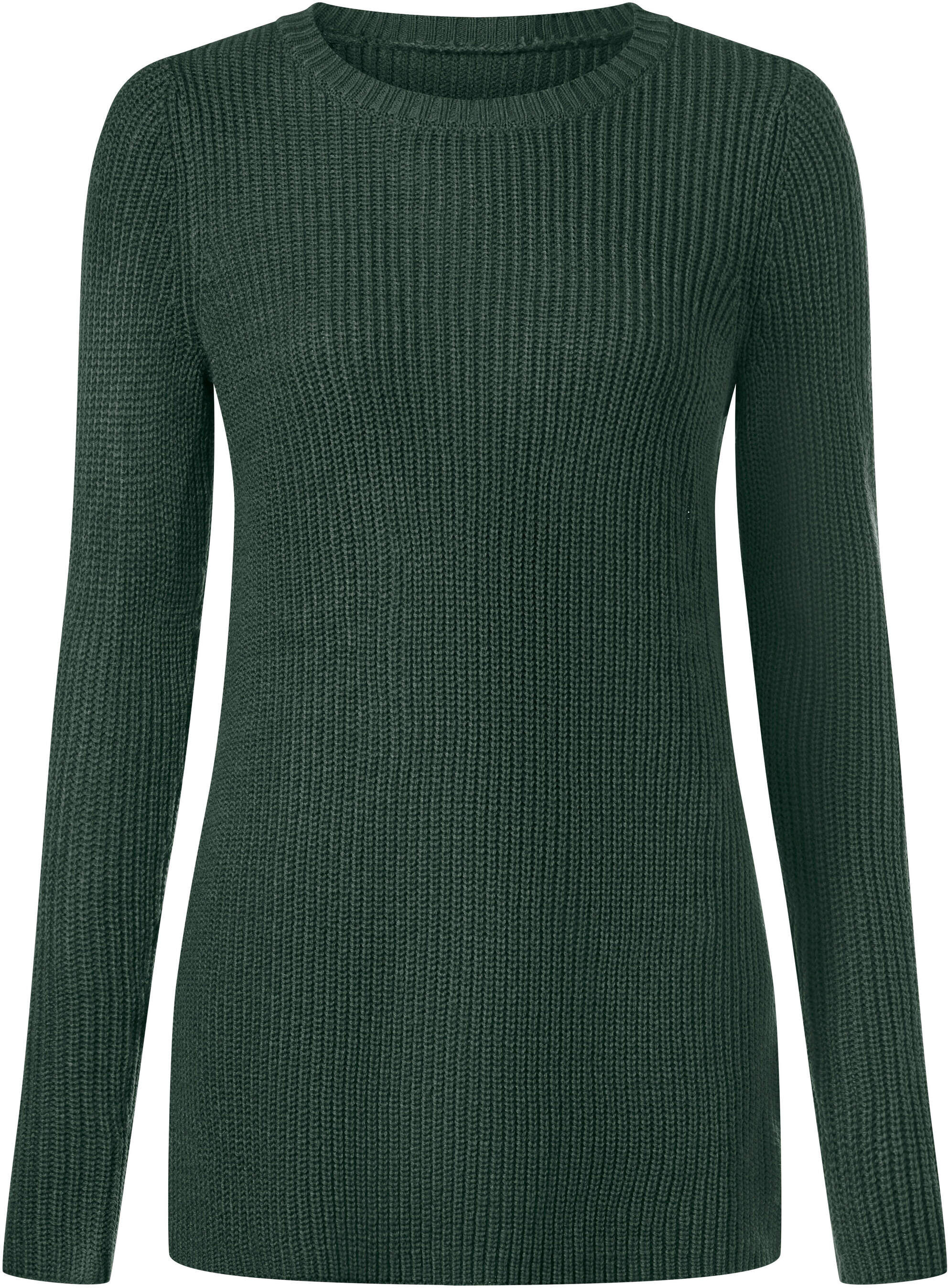 Sieh An! Longpullover SIEH AN "Longpullover Longpullover in Ripp-Optik", Damen, Gr. 50, grün (moos), Strick, , Sportlich, Rundhals, Pullover Longpullover