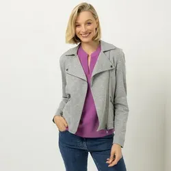 AMINATI® Jacke, langarm Biker-Stil 2-Wege-Reißverschluss Druckknöpfe