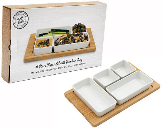 SiL 4 Piece Tapas Set with Bamboo Tray