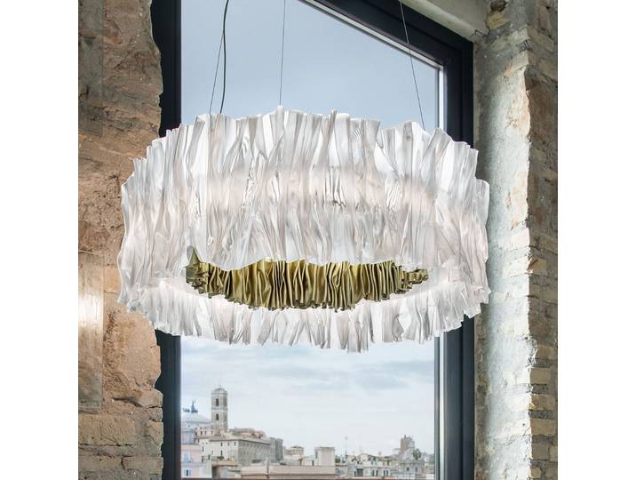 Accordéon LED-Hängeleuchte, gold, 3.000 K - Slamp - Wohnzimmer - Design - Kunststoff
