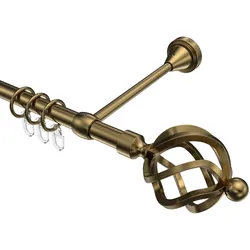 GARDINENSTANGE Primus Paolo 100 cm, 1-läufig, 16 mm Ø Messing Antik