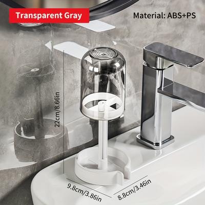 Inspire Daily Merch Multifunctional Plastic Toothbrush And Toothpaste Holder Set With Dustproof Cover And Water Drainage For Home Use grey