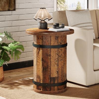 YUZHOU 19.7 Inch Tall Round End Table for Living Room. Nightstand for Bedroom, Small Space