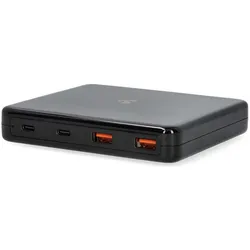 Nedis Multiport Tischladegerät, GaN-Technologie, 65 Watt, 2er-Set (65 W, 4 Ports), USB Ladegerät, Schwarz