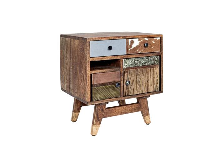Massiver Design Nachttisch „Dhaval“ Mangoholz Multicolor Bizzotto