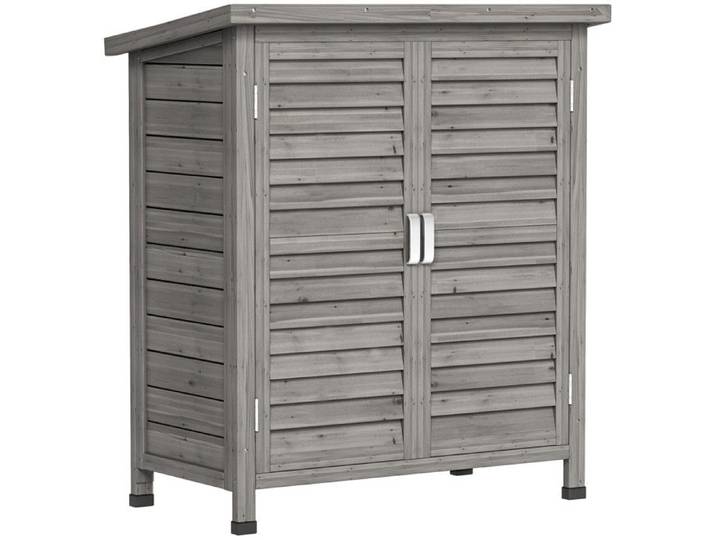 Armoire Jardin Magloire Rangement Extérieur Étanche Bois Gris 87x46x96cm