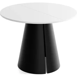 ESSTISCH Lamio runder ausziehbarer, Weiß 100-180/100/76 cm