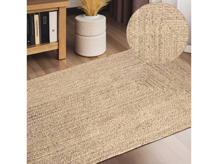 Teppich HANSE HOME Juteteppich Teppich Juno , beige (natur weiß), B:80cm H:9mm L:200cm, Jute, Teppiche, Teppich, Jute, Shape, Handgemacht, Wohnzimmerteppich, Naturteppich, Wohnzimmer
