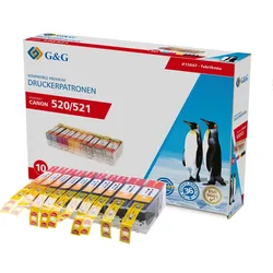 10 G&G Druckerpatronen -Kombipack SCHWARZ + COLOR- kompatibel mit Canon CLI-521C