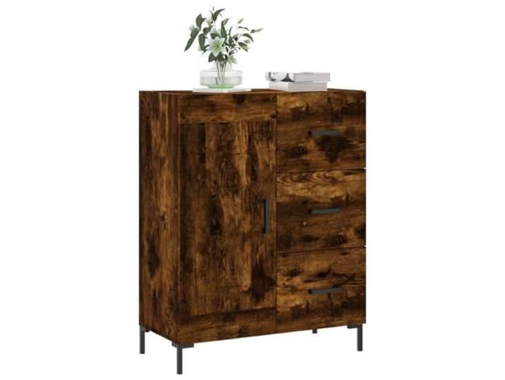 KTHLBRH Anrichte Eiche Rauch 69,5 x 34 x 90 cm Holz mehrschichtig Großer Stauraum, Ausstellungsfläche, robust und stabil, inklusive Wandbefestigung
