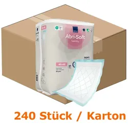 Bettunterlagen Abena Abri-Soft Superdry 40 x 60 cm Karton Karton mit 240 Stück Superdry blau geeignet bei Inkontinenz