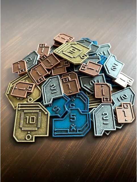 Vantage Metal Coins for Board Game, 45 Zinc Coins, Ages 6+, by Stonemaier Games