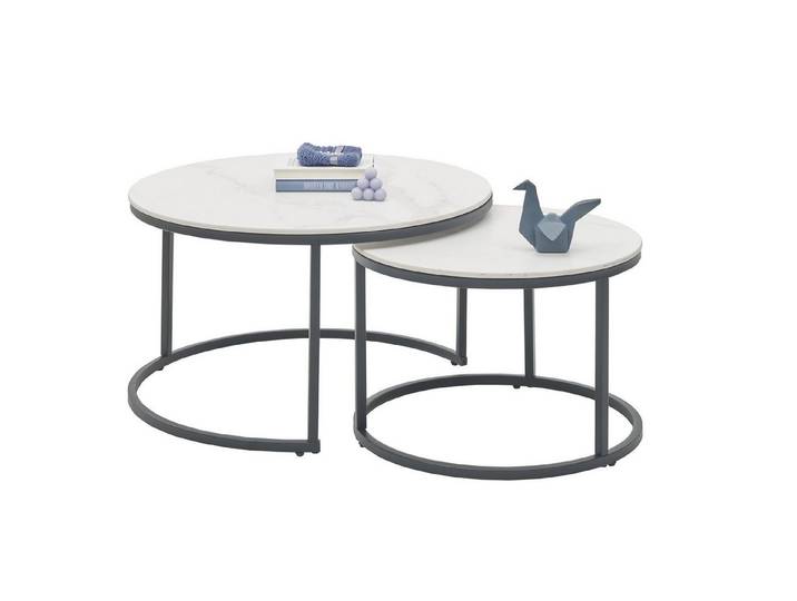 Stolkom Sp.z.o.o. Couchtisch (2er Set) in weiß, Keramik - 42x80cm (HxD) (2er Set, 2er Set)