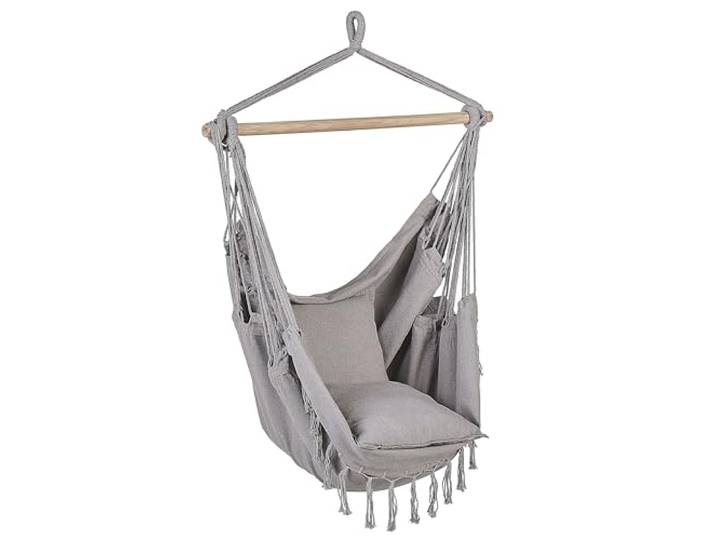 Hängesessel hellgrau Boho-Stil Baumwolle/Buchenholz Bonea