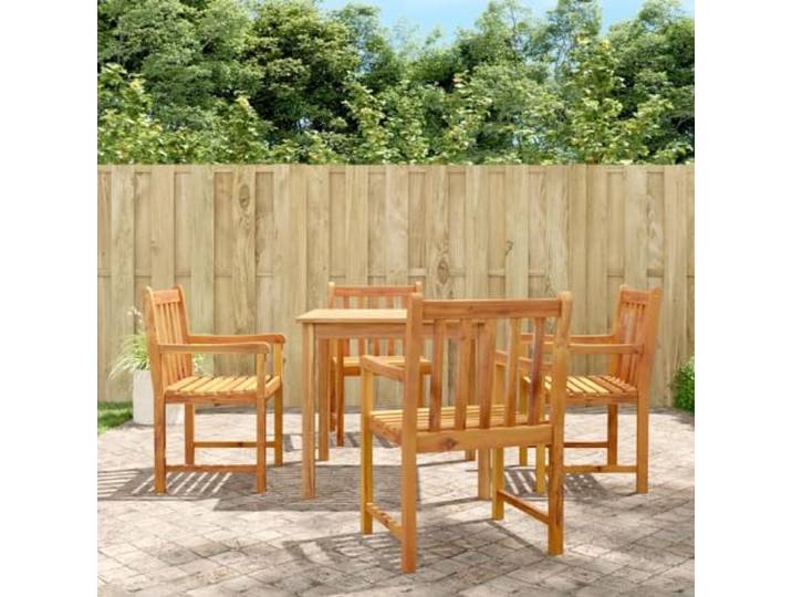 ZQQLVOO 5-TLG. Garten-Essgruppe Massivholz Akazie Robuste Tischplatte, Stühle mit Armlehne, langlebiges Hartholz, für Terrasse und Garten