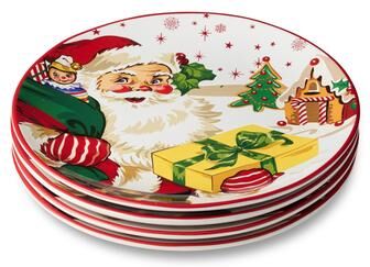 Certified International "Certifed International Santa's Retro Christmas Set of 4 Dinner Plates 11"" - 11 L x 11 W x 1.25 H"