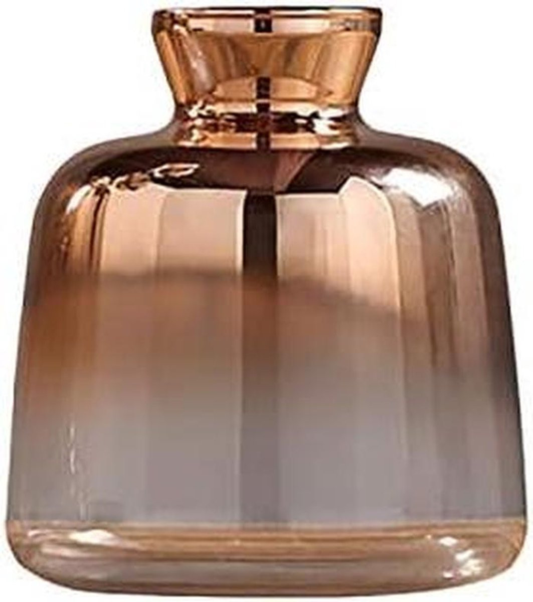 Glazen Bloemenvaas Fles in Champagne Goud - 9 x 11 cm